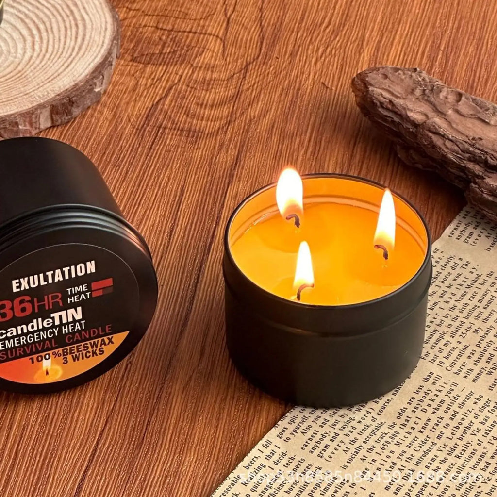 Emergency Candle 36 Hour 3 Wick Long Lasting Beeswax Survival Candle with Aroma for Home outdoor Camping Fishing