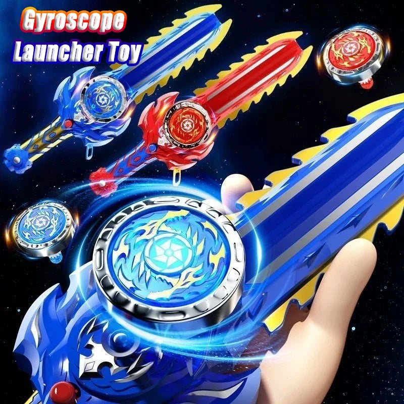 Kids Battle Gyro Spinning Top Toy Set – Sword Launcher & Flashing Tops