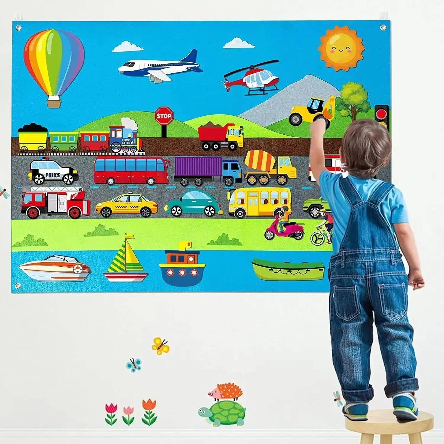 Felt Story Board Set Toy for kids Farm Animals Vehicle Preschool Education Early Learning Interactive Play Mat Wall Hanging Gift