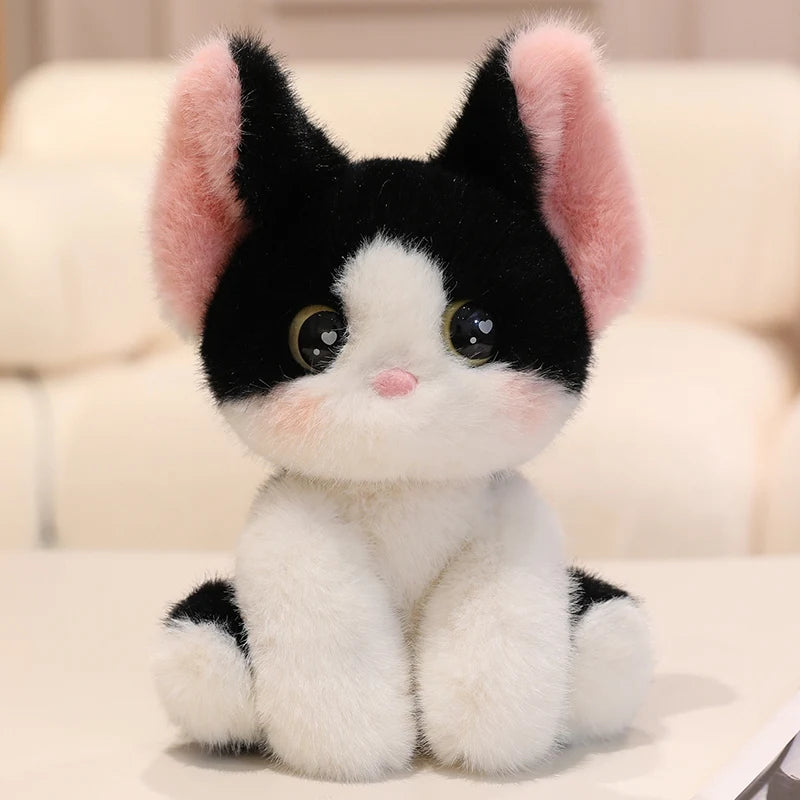 Cute Calico Cat Plush Toy Lifelike Devon Cat Soft Animal Doll Office Classroom Desk Decoration Kids Toys Gift Cat Lovers