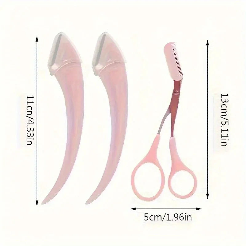 Eyebrow Trimmer Set, Precision Trimming Scissors, Curved Eyebrow Trimmer And Comb - For On-The-Go Eyebrow Grooming