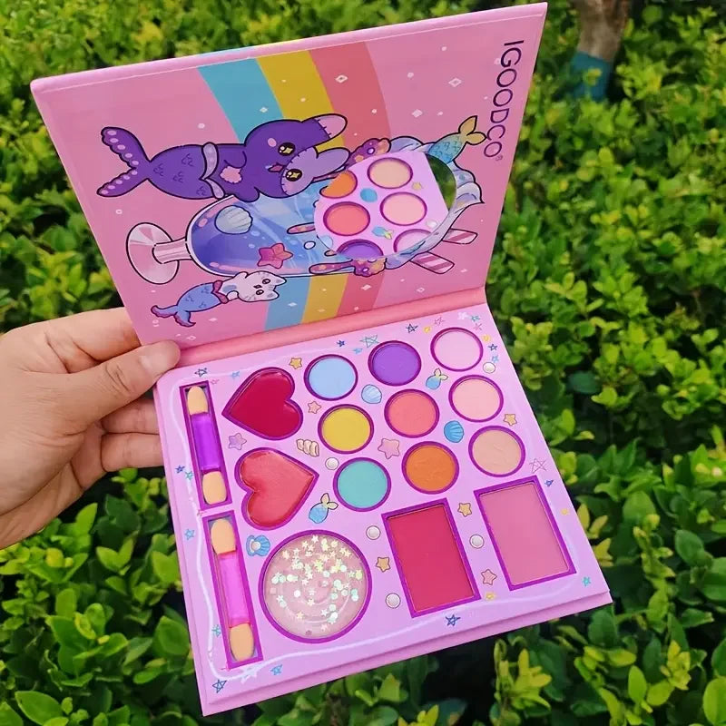 14-color cartoon makeup palette,pink glitter eyeshadow,matte sequins and fine glitter,for women's daily makeup,  holiday parties