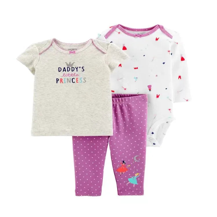 2025 Baby Girls Clothes Autumn Spring Newborn Infant Outfit Cotton Bodysuit Top And Bottom Pants Kids Toddler Clothing Set 6-24M