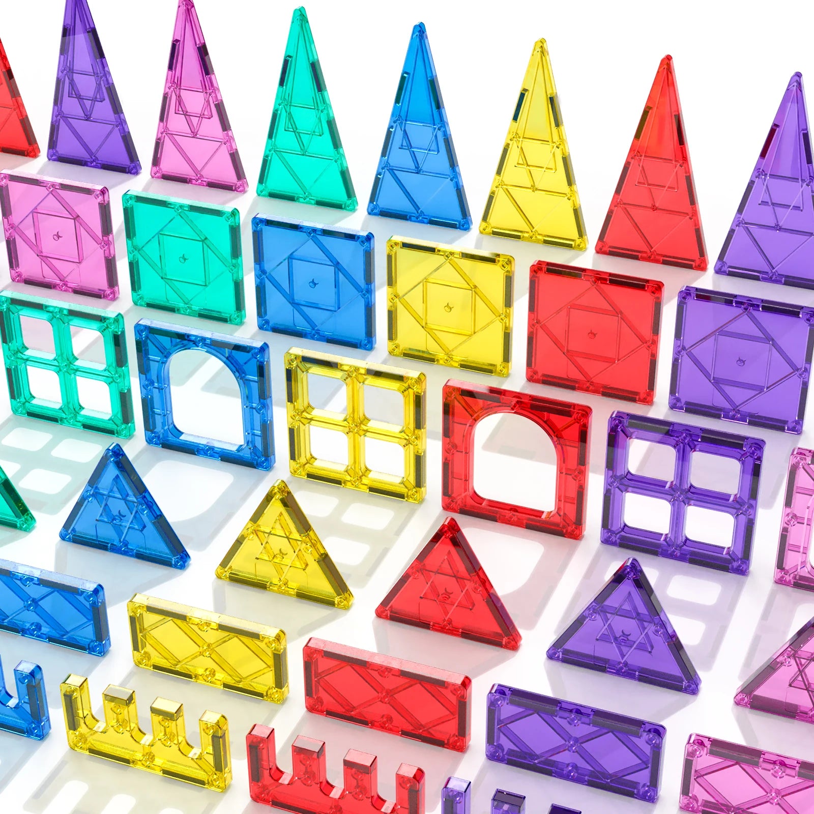 52pcs Luxury Magnetic Tiles Toy Set, 3D Rhombus Magnetic Tiles Building Blocks, Construction Toy