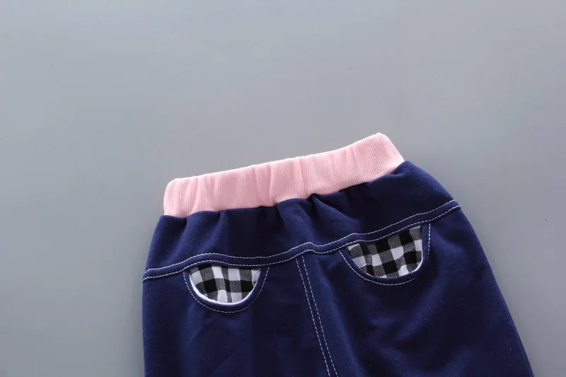 Girls' Bow Plaid Long Sleeve Top & Pants 2-Piece Set
