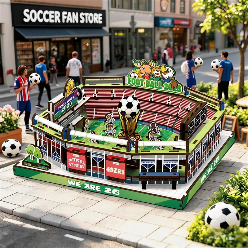 Football Stadium 3D Wooden Puzzle – DIY Assembly Model with Removable Scoreboard