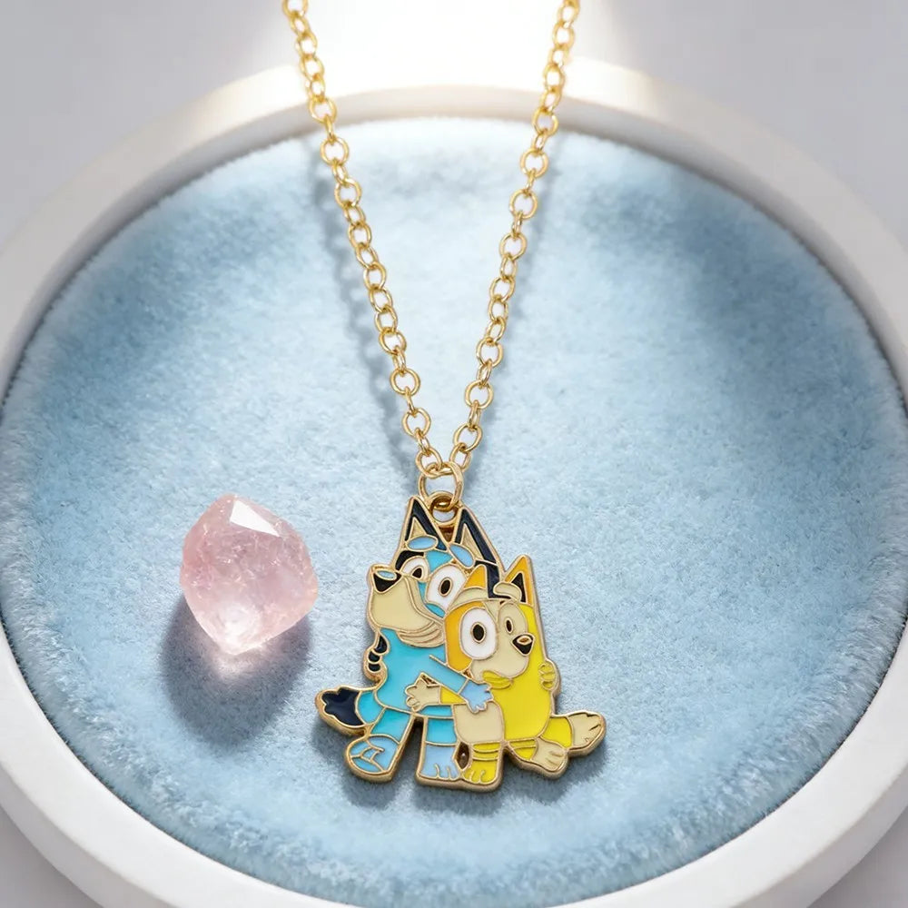 Bluey Animation Enamel Pendant Necklace Cute Cartoon Character Fashion Accessory for Children Creative Birthday Gift