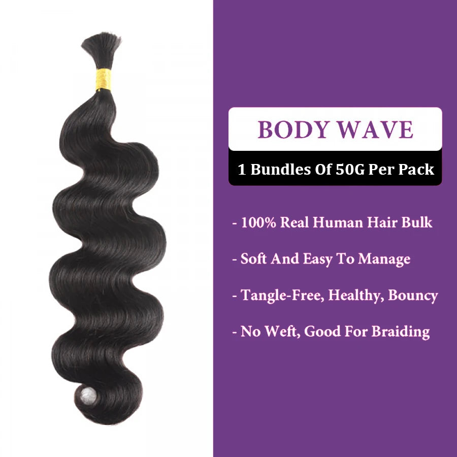 Human Braiding Hair Body Wave Bulk Human Hair For Braiding No Weft 10A Brazilian Curly Human Hair Extensions For Boho Braids