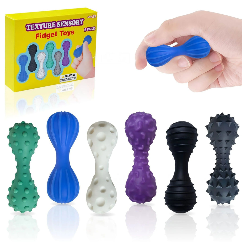 Sensory Fidget Stones 6-Pack | Textured Silicone Calming Toys for Anxiety & Autism