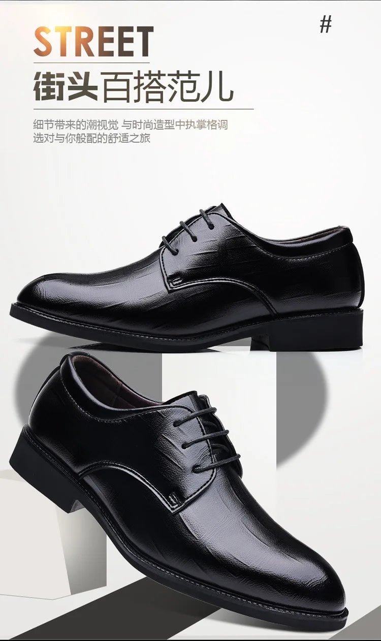 Men's Pointed Toe Oxford Leather Dress Shoes