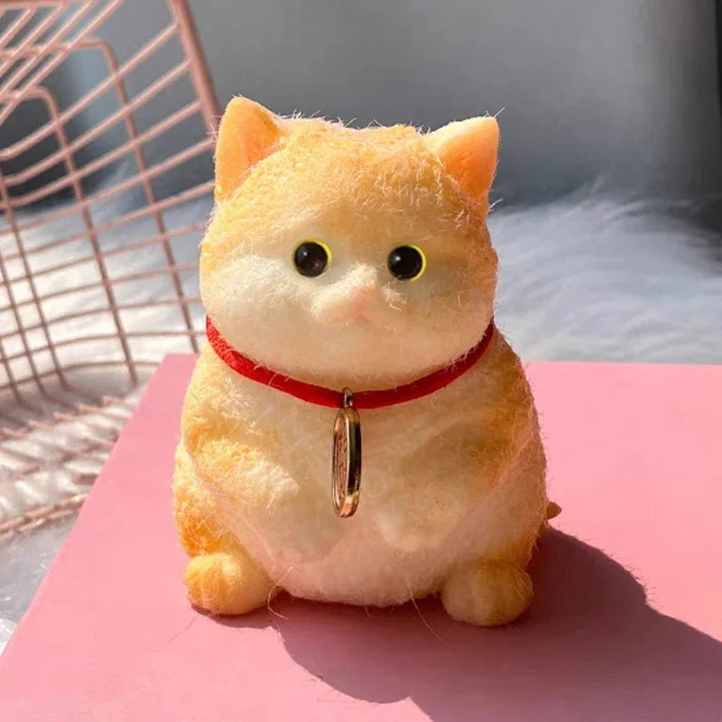 Taba Squishy Cute Flocking Cat  Fidget Toy Extra Large Sensory Stress Relief Toy for Kids Adults Anxiety Relaxation Squeeze Gift