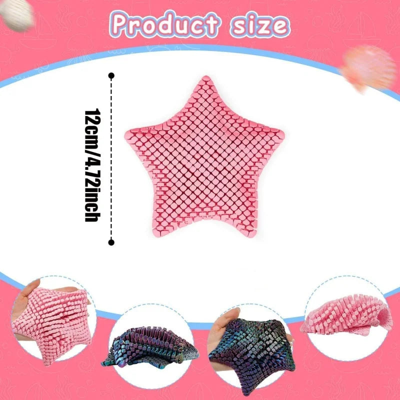 Cute 3D Printed Squishy Articulating Starfish - Stress Relief Fidget Starfish Toy, Unique Desk Decor & Flexible Gift Idea
