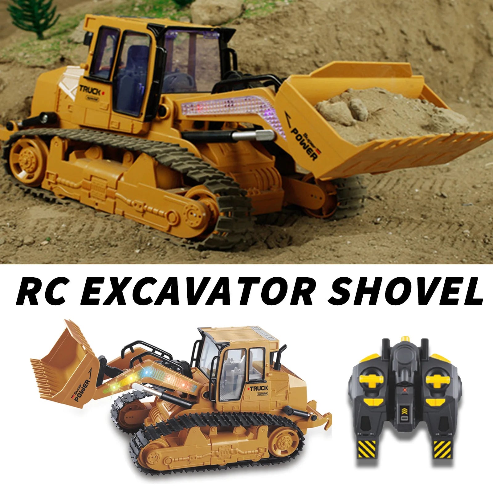 1: 12 remote-controlled excavator shovel remote-controlled construction bulldozer truck engineering vehicle series toy lights