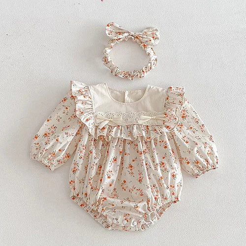 New Spring Sister Dress Kids Princess Dresses Long Sleeved Cotton Print 2-7Yrs Girl Party Dress Baby Girl Romper