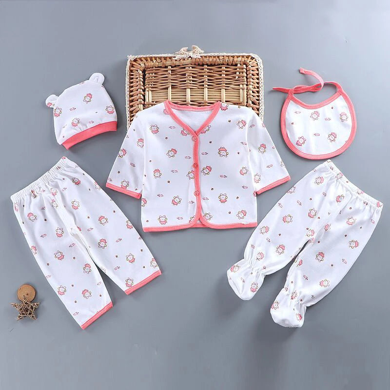 Newborn Cotton Clothing Set, 5 Pieces