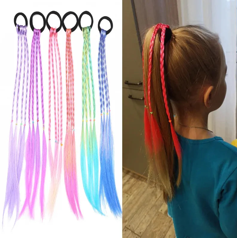 Korean Fashion Kids Wig Braids Girls Dirty Braid Hair Rope Children Gradient Barrettes Headwear Baby Kids Hair Accessories