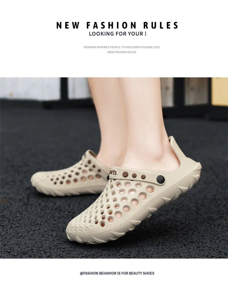Summer Shoes Men Clogs Eva Slippers Men Flat Sandals Breathable Hole Shoes Men Beach Home Leisure Slides Men Summer Shoes