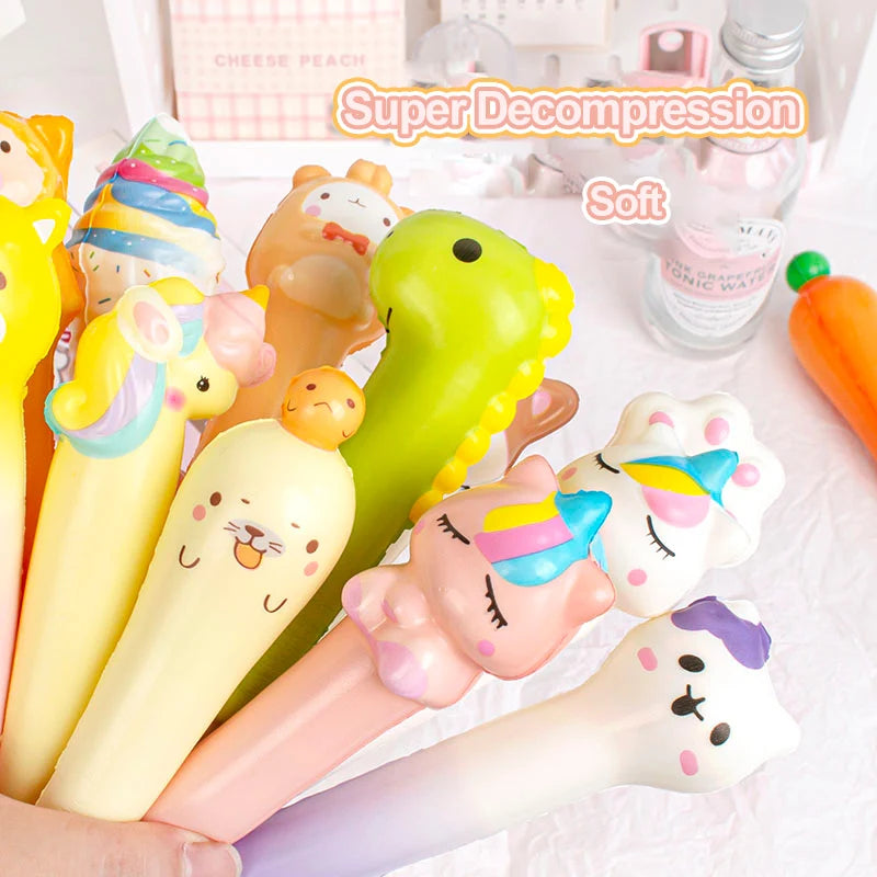 10-Pack Cartoon Squishy Stress Relief Gel Pens – Fun Student Novelty Pens