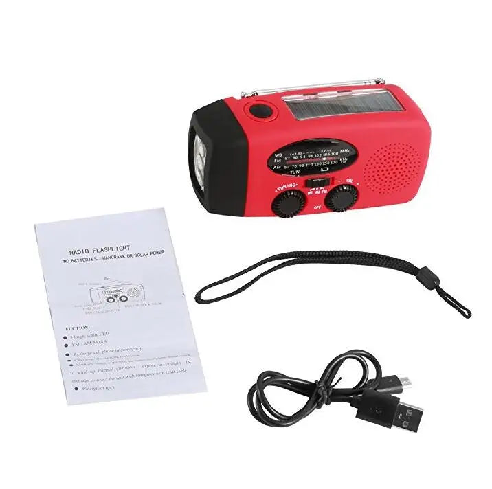 Emergency Weather 2000mAh Radio Portable Emergency Solar Radio Hand Crank Self Powered Phone Charger 3 Led Flashlight Am Fm