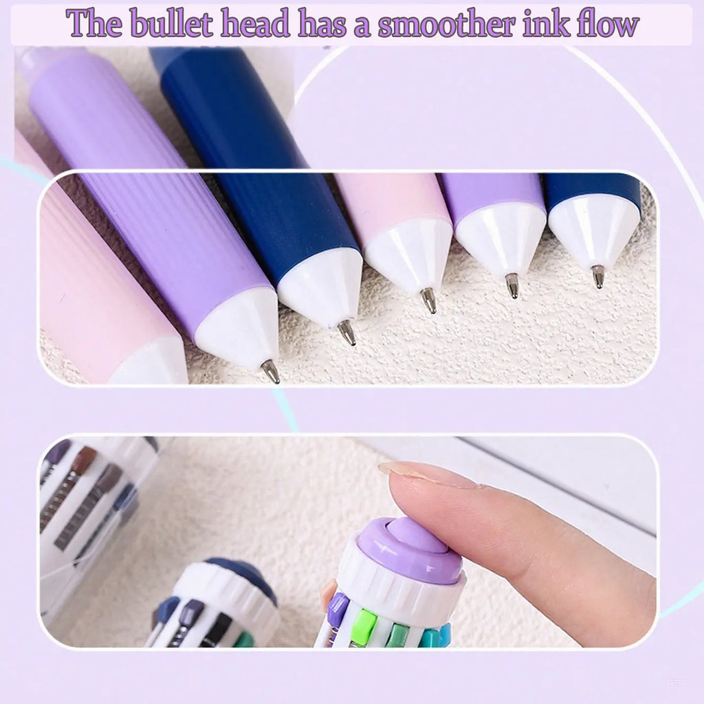 3 Pcs/Set Creative 10 In 1 Colored Drawing Ballpoing Pens 58 Colors Student Painting Diary Writing Pen Stationery