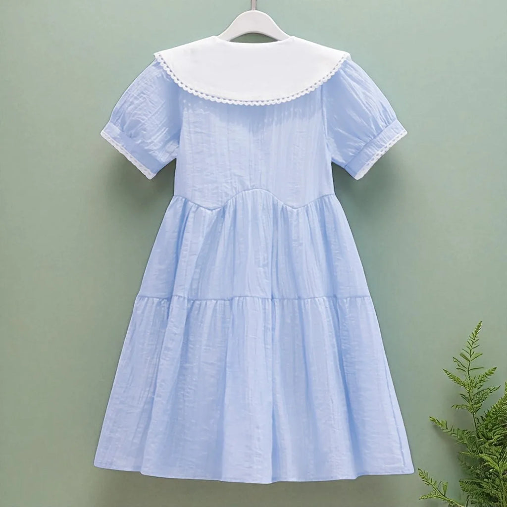 Toddlers Dresses For Girls Children's Dress Summer Cotton Kids School Costumes Short Sleeve Baby  4 5 6 8 9 10 12 Years
