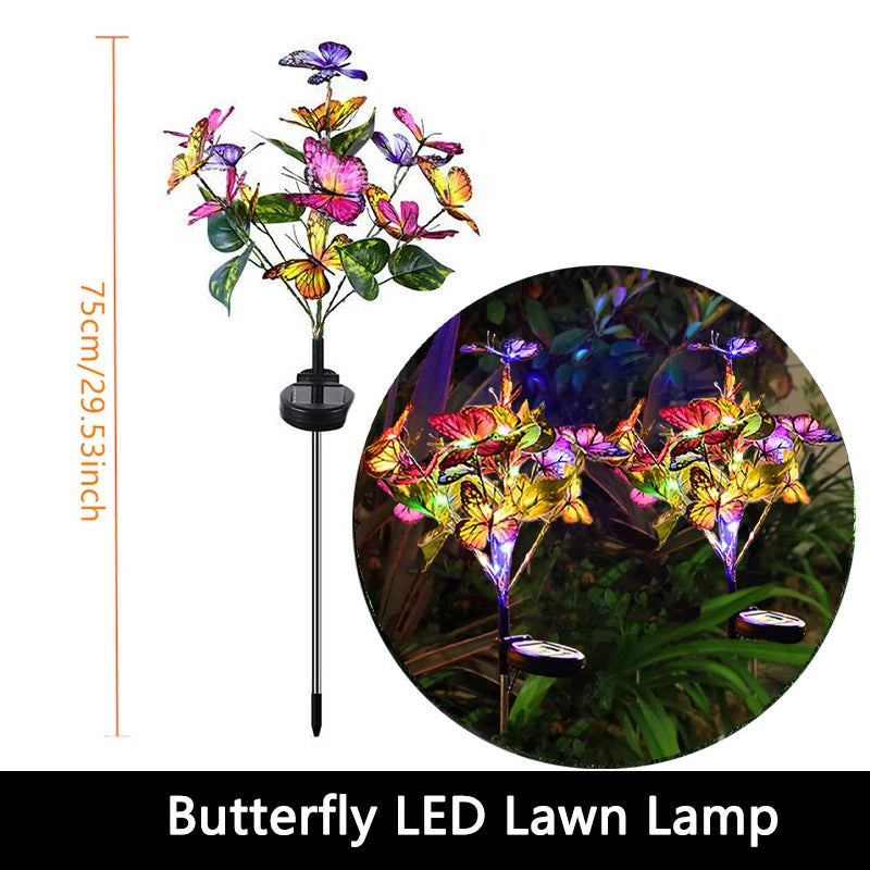 Solar Butterfly & Sunflower Lawn Lamp | Outdoor Garden Solar Light