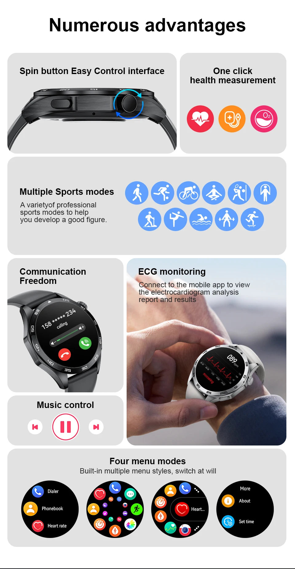2026 Men New Smartwatch Bluetooth Call Waterproof Sports Fitness Smart Watches ECG Heart Rate Monitoring Health Smart Bracelets