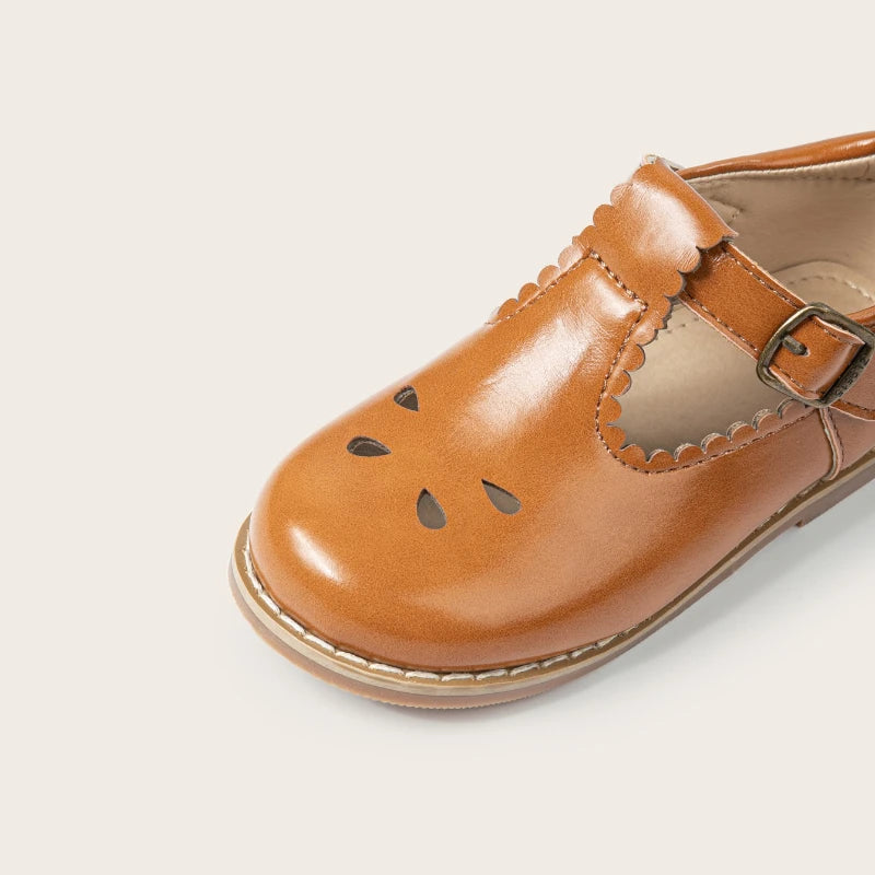 Girls' Hollow-Out PU Leather School Uniform Shoes