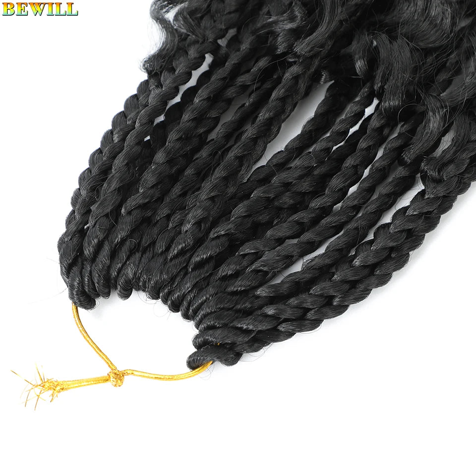 Goddess Box Braids Crochet Hair 14 18 24 Inch Bohemian Hippie Box Braids With Curly Ends Synthetic Braiding Hair for Black Women