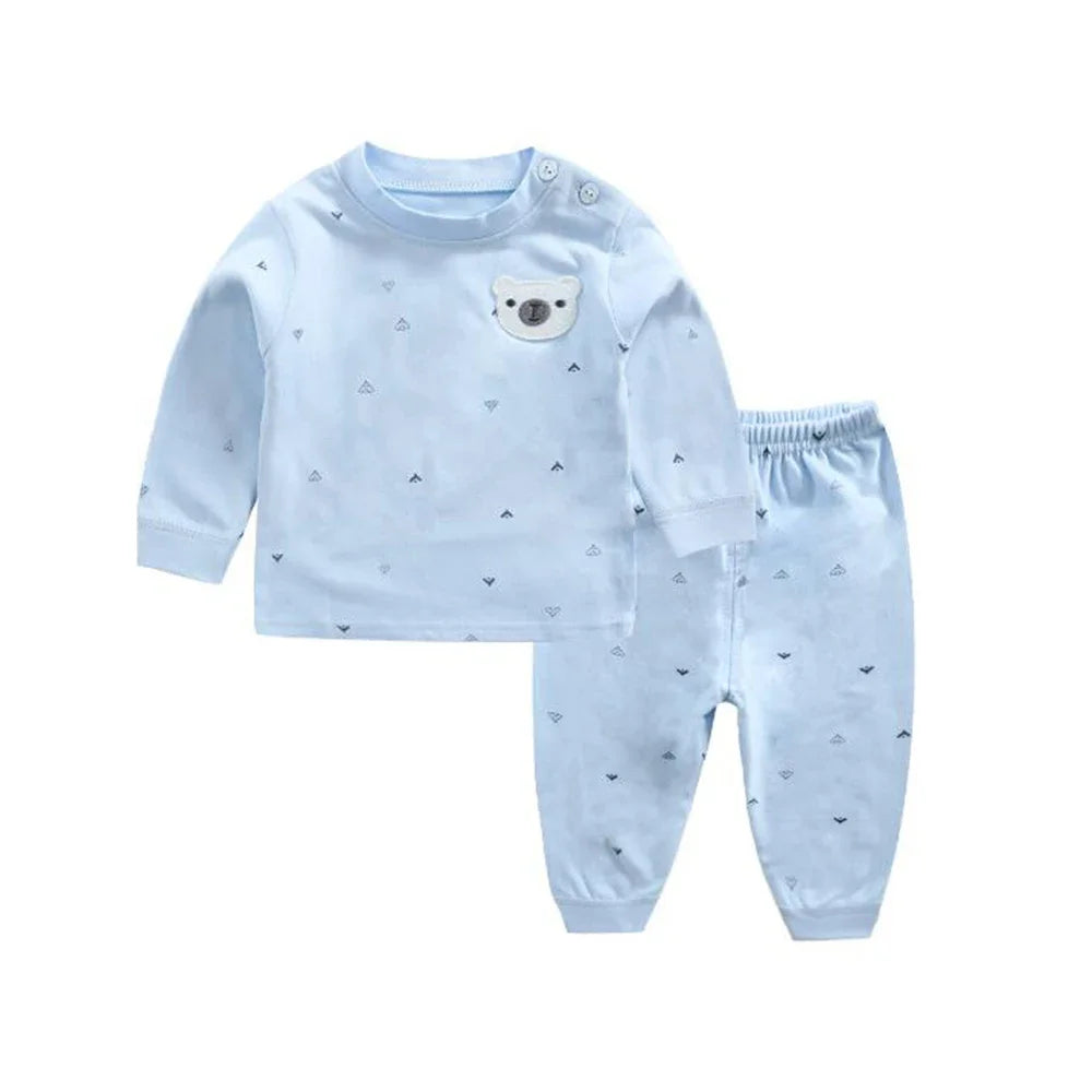 Baby Unisex 100% Cotton Cartoon Pajama Top & Pants Set