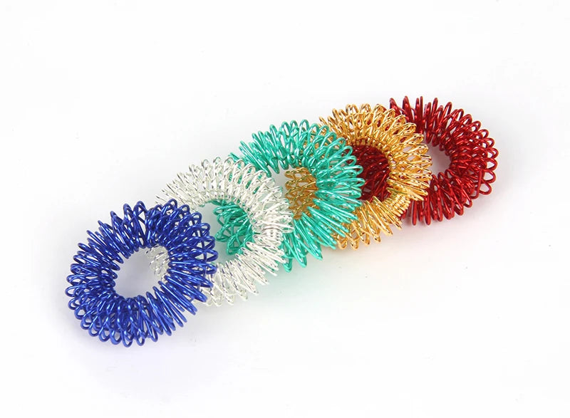10pcs Finger Rings Set for Teens  Adults Stress Reducer Massager Stress Relief Fidget Toys Acupressure Rings Spiky Sensory