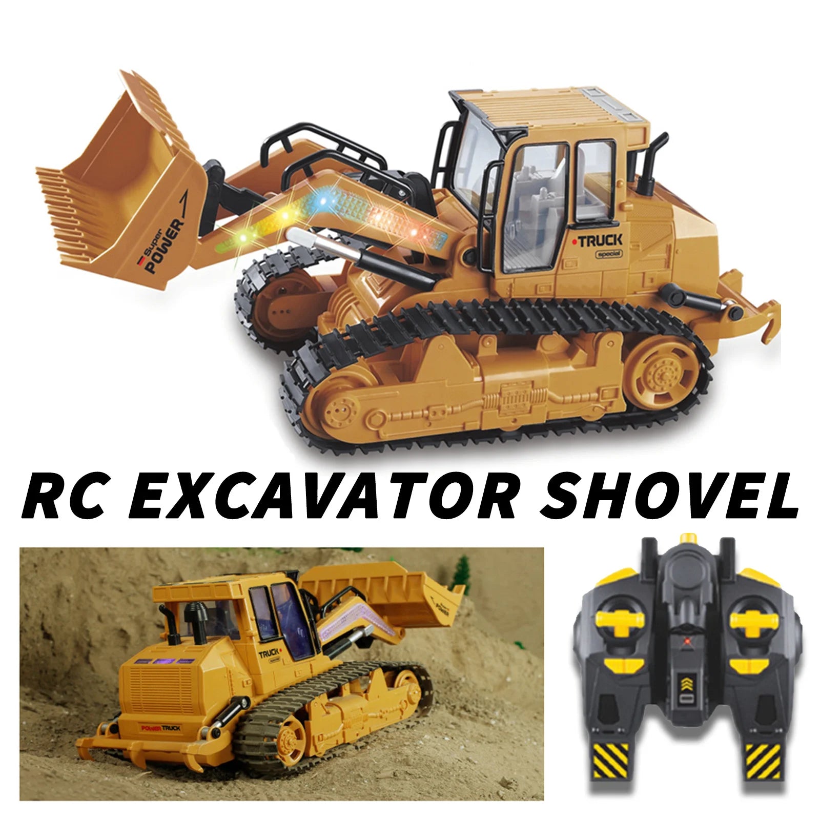 1: 12 remote-controlled excavator shovel remote-controlled construction bulldozer truck engineering vehicle series toy lights