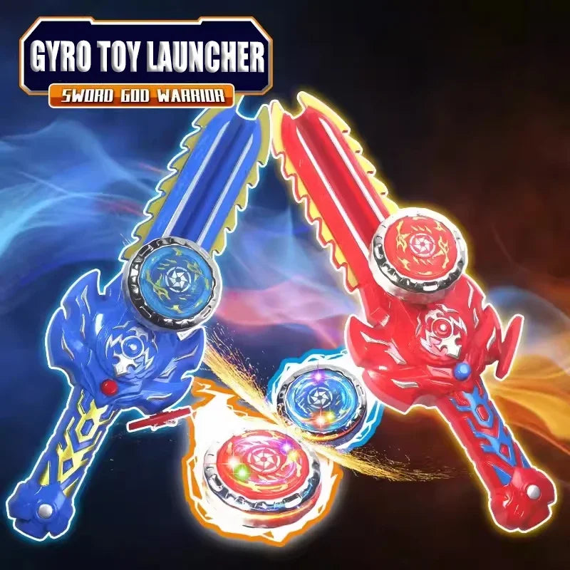 Kids Battle Gyro Spinning Top Toy Set – Sword Launcher & Flashing Tops