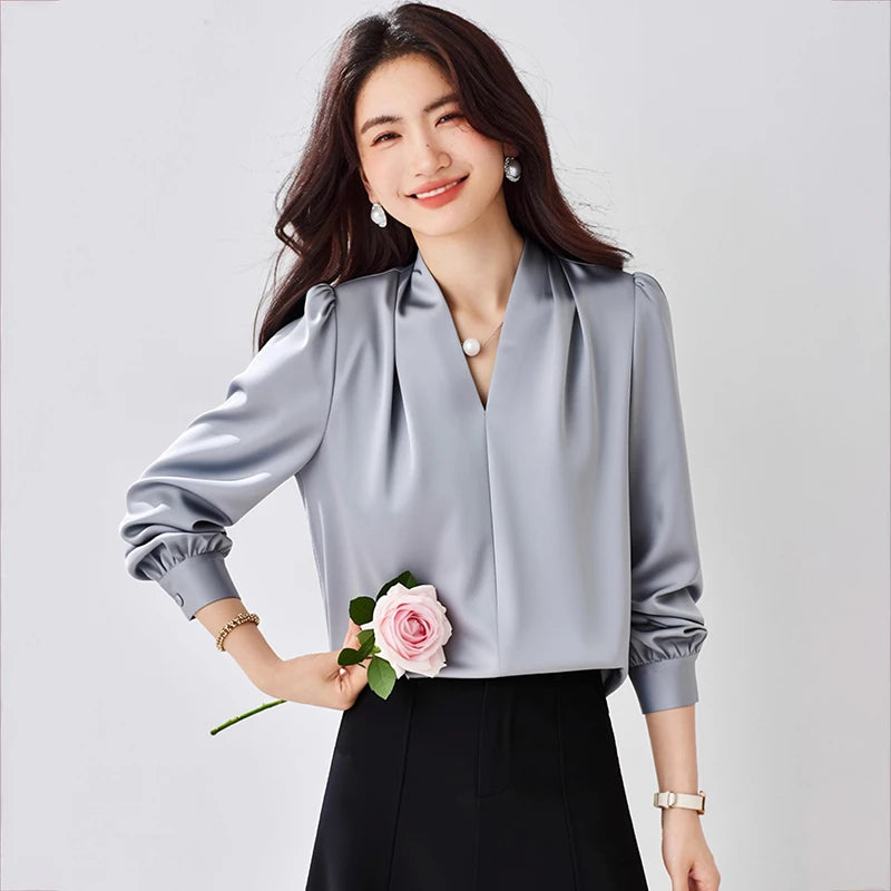 Women's Satin Office Blouse