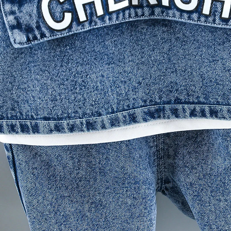 Baby Boy Fashion Ripped Denim 3-Piece Suit Set