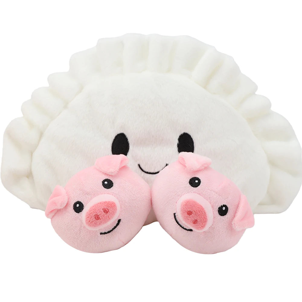 Cute Pork Dumplings Plush Toys Soft Stuffed Cartoon Chinese Food Doll A Dumpling with Four Pork Dolls Kids Toys Birthday Gifts