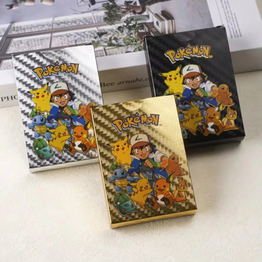 55pcs Card Set, Gold Silver Black Rainbow Diamond Foil TCG Game Cards, VMAX GX VSTAR, Collectible Cards, Hobby Collection.