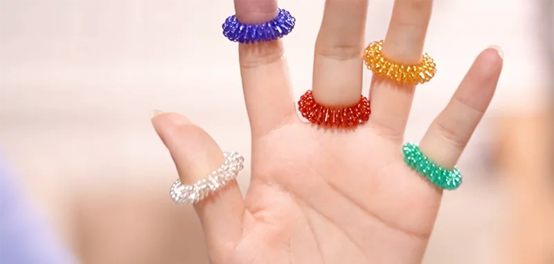 10pcs Finger Rings Set for Teens  Adults Stress Reducer Massager Stress Relief Fidget Toys Acupressure Rings Spiky Sensory