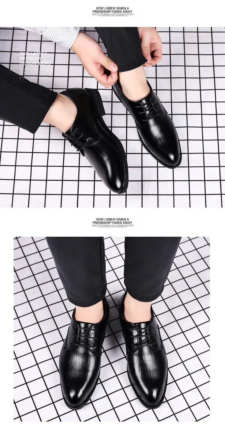 Men's Pointed Toe Oxford Leather Dress Shoes