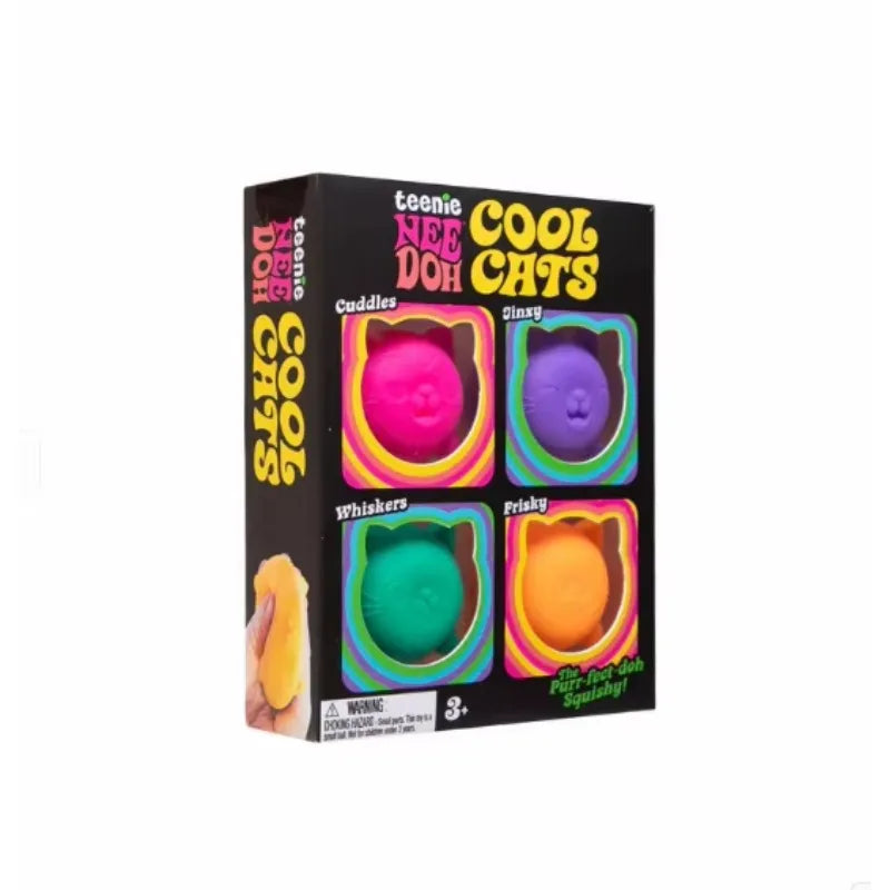 Hot NeeDoh Teenie Cool Cats 3 Pack Adorable Mini Cat Fidget Toys Soft Squishy Stress Relief Sensory Squeeze Toys
