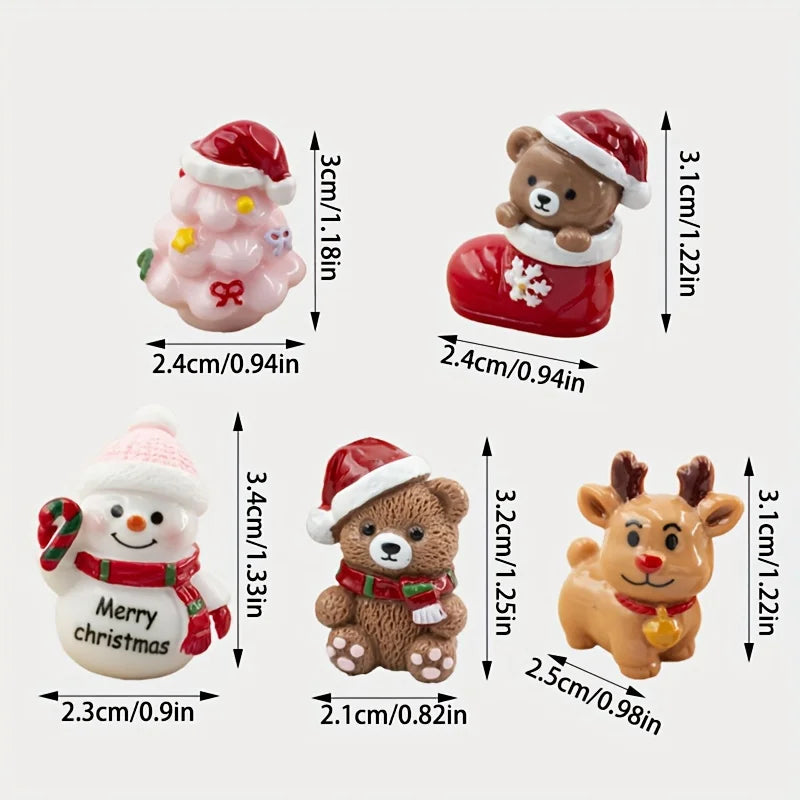 5-Piece Resin Christmas Figurine Set – Bear, Deer & Snowman