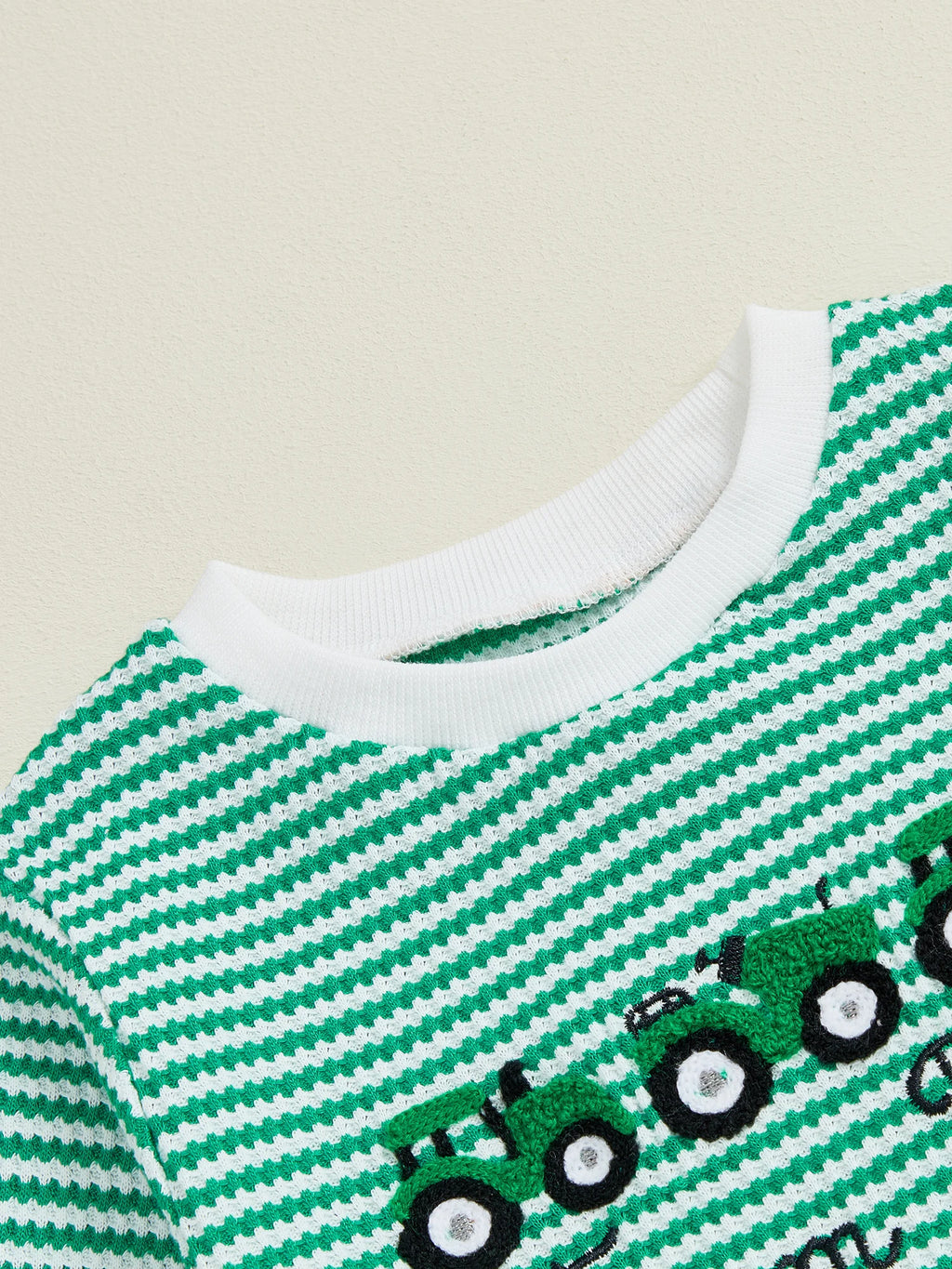 Baby Boy Truck Embroidery Striped Sweatshirt & Joggers Set