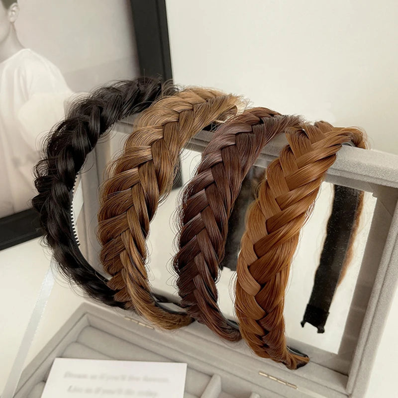 Braid Hair Band Women Fishbone Braid Women Wig Twist Braid Headband Hairpin Bohemia Non-slip Headdress Bridal Hair Accessories