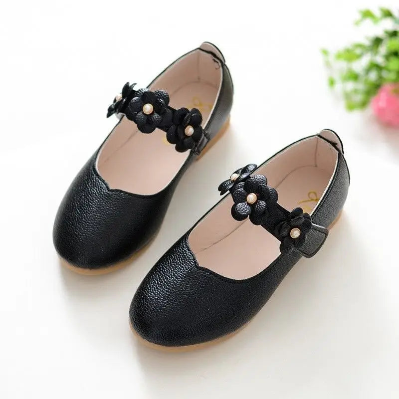 Girls Breathable Leather Princess School Shoes | Flat Dress Shoes for Kids Sizes 21–36
