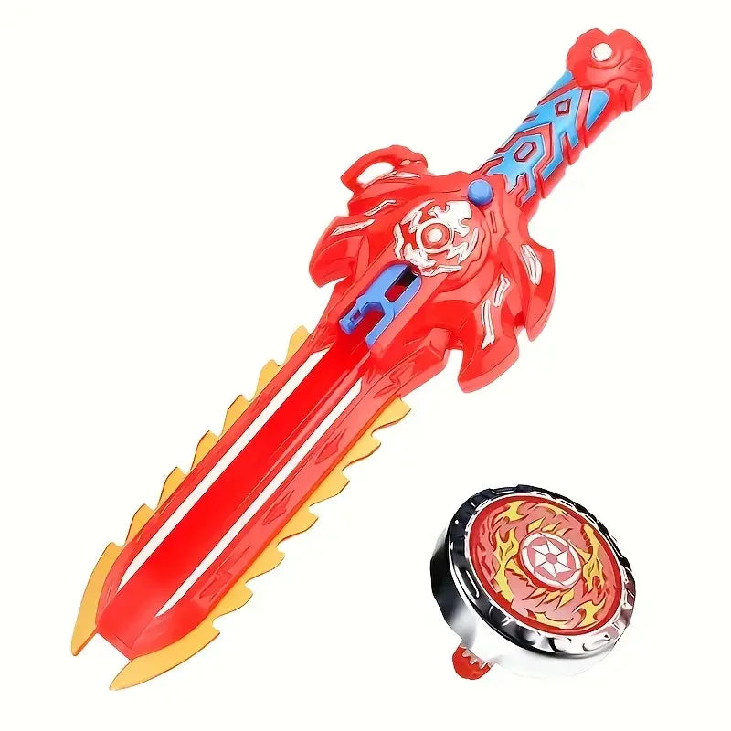 Kids Battle Gyro Spinning Top Toy Set – Sword Launcher & Flashing Tops
