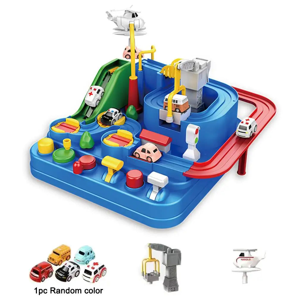 Electric Track Parking Building Car Toy Racing Rail Car Train Track Toy for Children Gifts Adventure Toys Brain Table Game