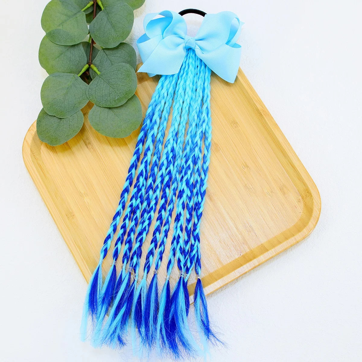 Girls Hair Bows Dirty Braids Colorful Twist Tie Wigs Ponytail Kids Hair Accessories 4'' Hair Bows Rubber Bands Princess Headwear