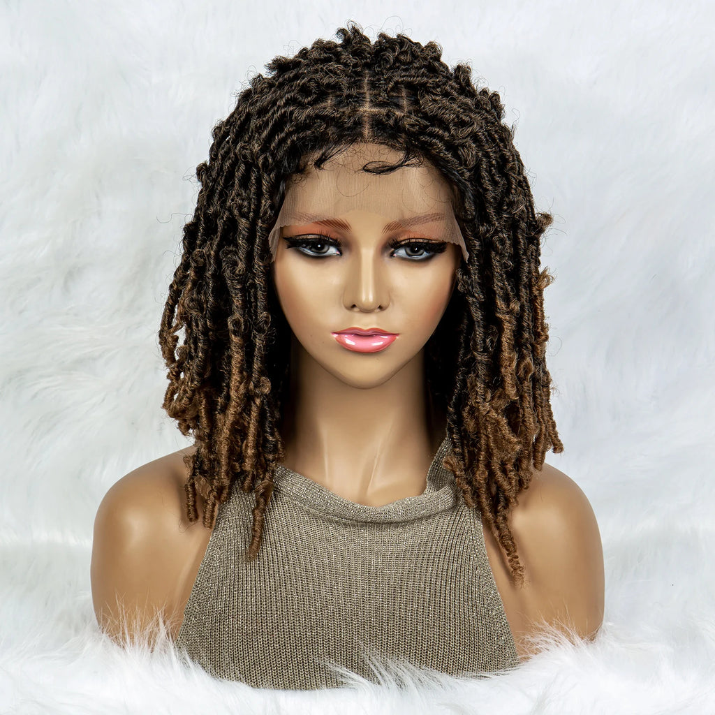 Synthetic Lace Front Wig Braided Wigs Dreadlock Wig 16 inches Short Knotless Butterfly Locs Wigs for Black Women Synthetic Wig