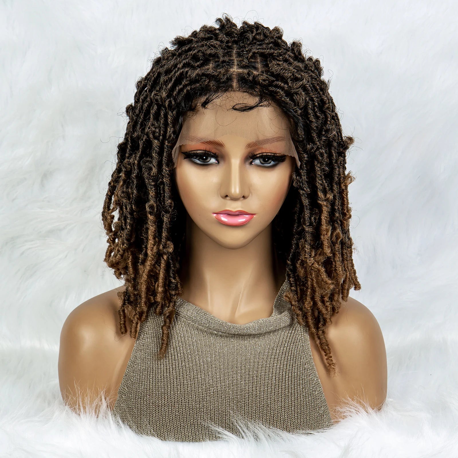 Synthetic Lace Front Wig Braided Wigs Dreadlock Wig 16 inches Short Knotless Butterfly Locs Wigs for Black Women Synthetic Wig