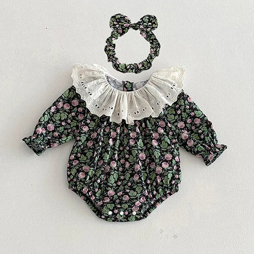 New Spring Sister Dress Kids Princess Dresses Long Sleeved Cotton Print 2-7Yrs Girl Party Dress Baby Girl Romper